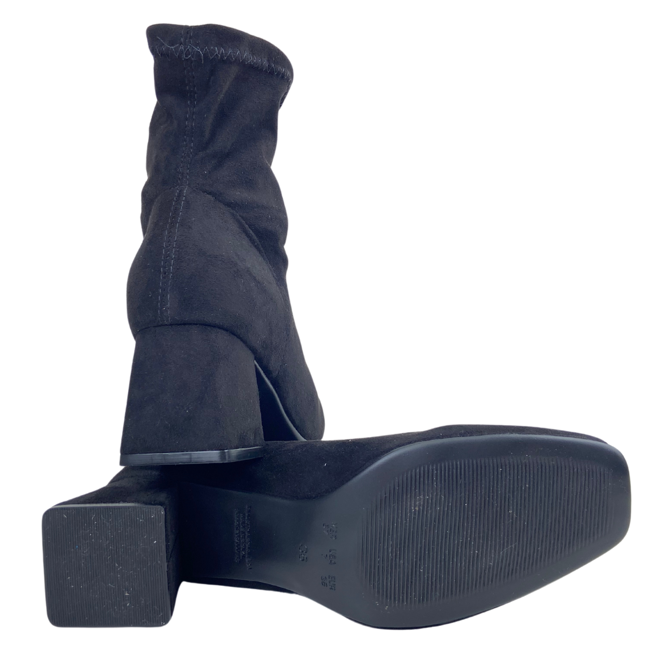 Bota Bebece Camurça Stretch Cano Curto Preto Feminina Preto 3