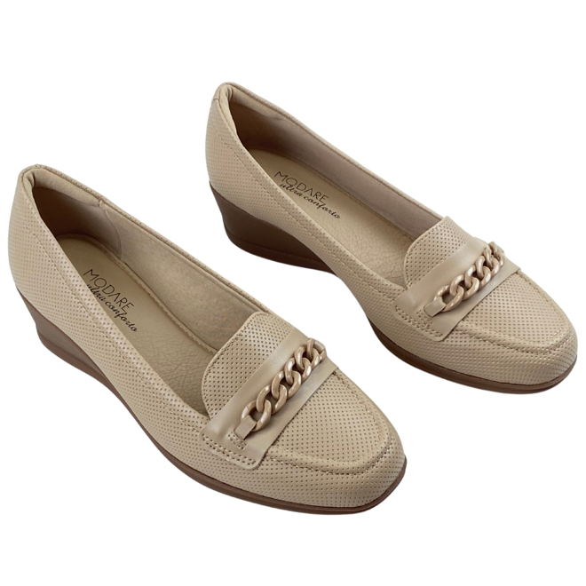 Sapato Modare Napa Micro Perfuros Galy Bege Feminino Bege 2