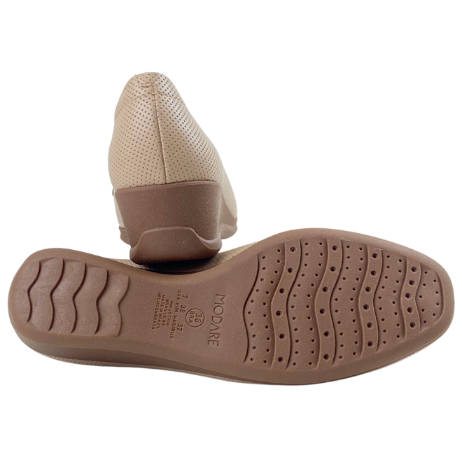 Sapato Modare Napa Micro Perfuros Galy Bege Feminino Bege 3