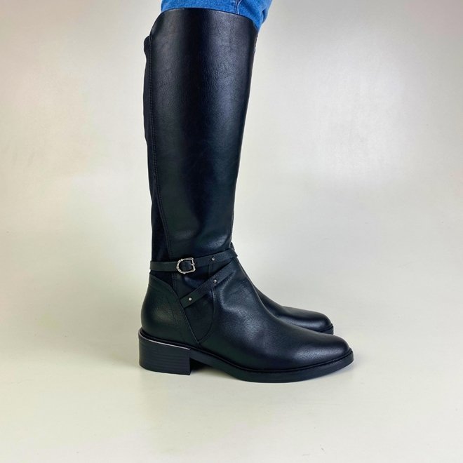 Bota Comfortflex em Couro Bovino Preto Cano Longo Feminina Preto - Renner