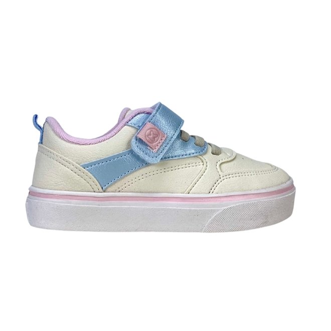 Tênis Klin Freestyle Mini Off White/Azul Candy/Metalizado Rosa Claro