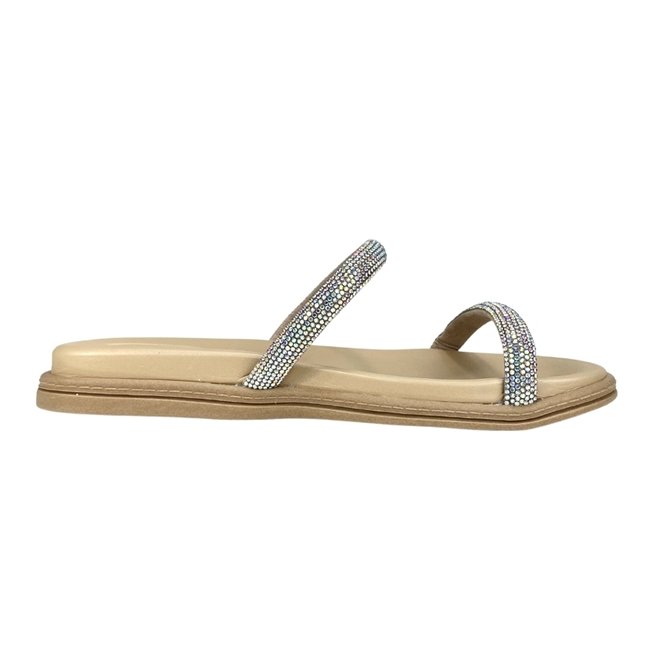 Rasteira Beira Rio Tira Pronta Glam Aurora Boreal/Creme Feminina Bege 1