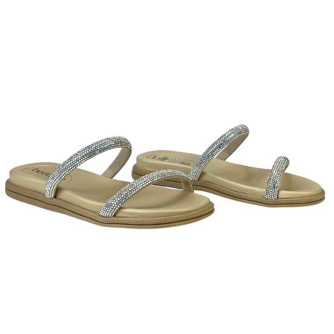 Rasteira Beira Rio Tira Pronta Glam Aurora Boreal/Creme Feminina Bege 2