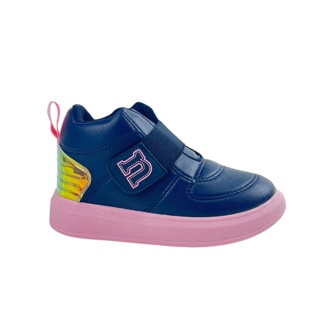 Bota Novopé Marinho/Holog/Rosa BB Infantil Feminino Azul 1