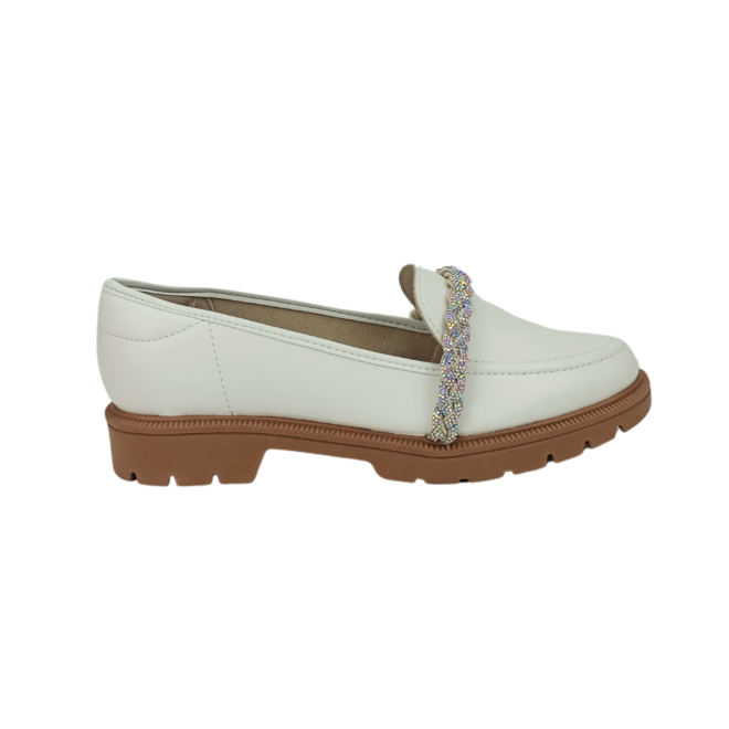Sapato Mocassim Beira Rio Branco Off/Aurora Boreal Feminino Branco