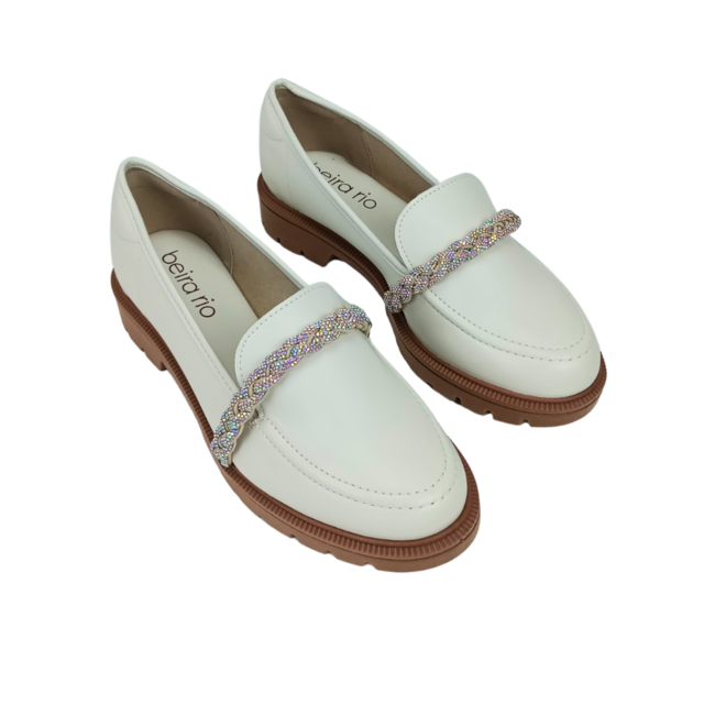 Sapato Mocassim Beira Rio Branco Off/Aurora Boreal Feminino Branco 2