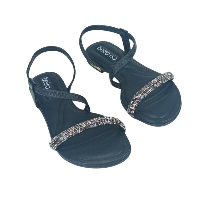 Sandália Beira Rio Preto/Grafite/Aurora Boreal Feminina Preto 2