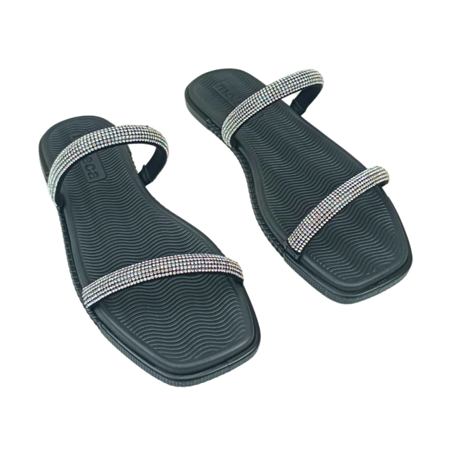 Rasteira Moleca Napa Sardenha Neo Cristal/Preto Feminina Preto 2