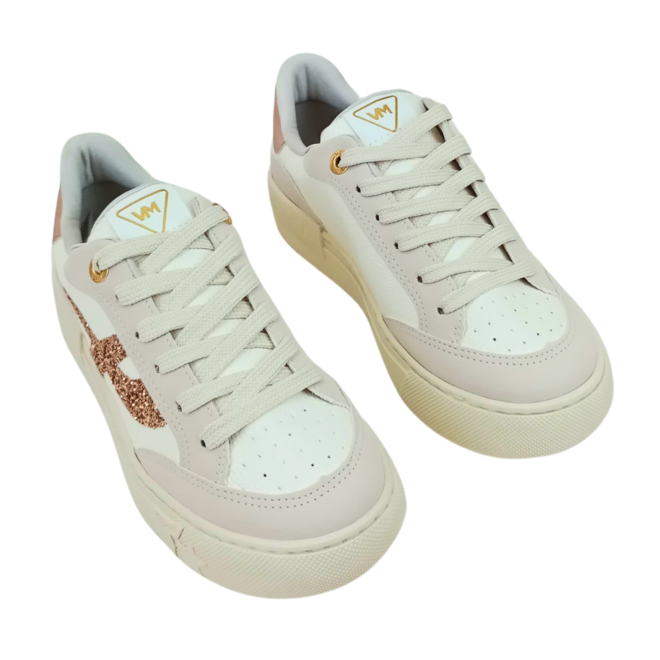 Tênis Via Marte Nobuck Maxi Glitter Bege/Milk/Rouge Feminino Bege 2