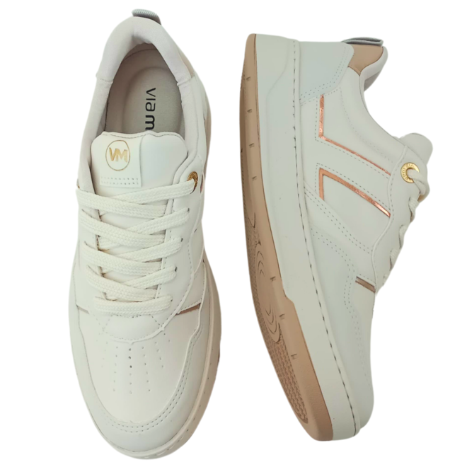 Tênis Via Marte Nobuck Gelo/Marfim/Creme/Rouge Feminino Bege 3