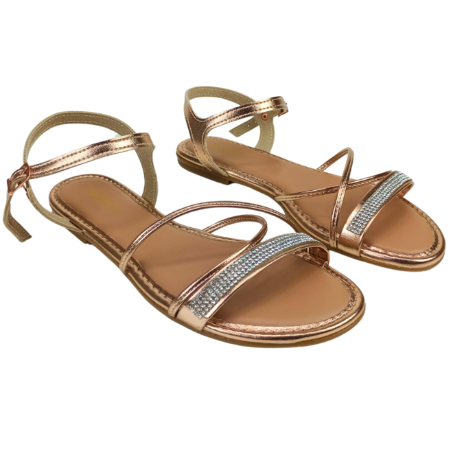 Sandália Molekinha Metalizado Premium Ouro Rosado Menina Rosa 2