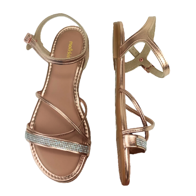 Sandália Molekinha Metalizado Premium Ouro Rosado Menina Rosa 3