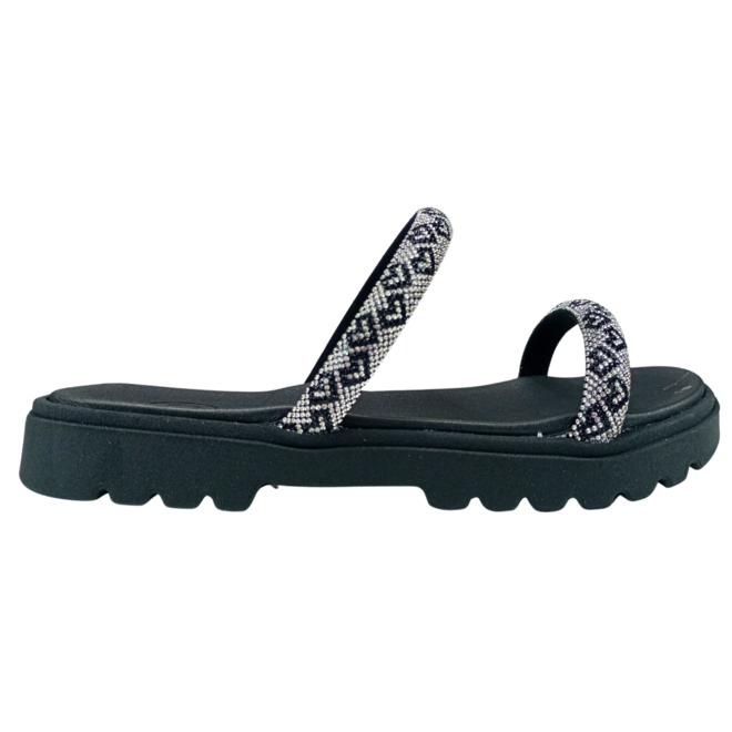 Rasteira Papete Molekinha Tira Coração Cristal/Preto Menina Preto 1