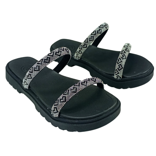 Rasteira Papete Molekinha Tira Coração Cristal/Preto Menina Preto 2