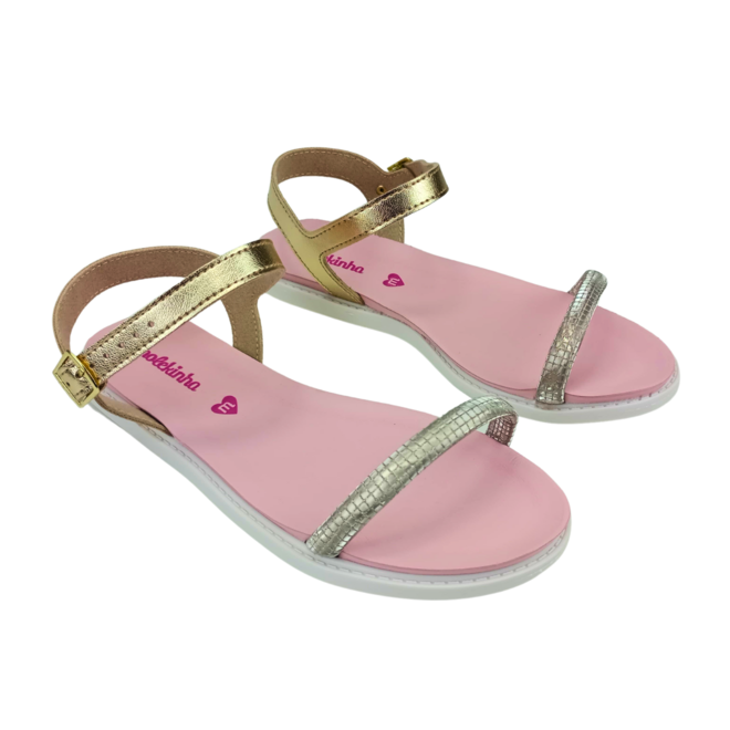 Sandália Molekinha Metalizada Premium Dourado Menina Dourado 2