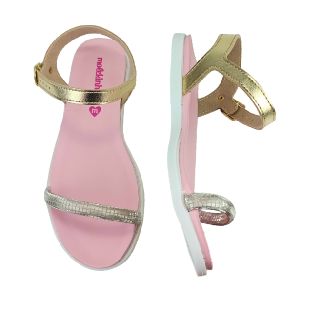 Sandália Molekinha Metalizada Premium Dourado Menina Dourado 3