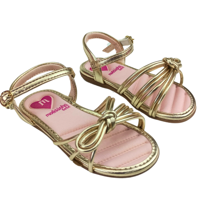 Sandália Molekinha Metalizado Premium Dourado Menina Dourado 2