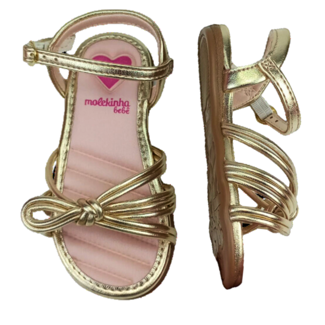 Sandália Molekinha Metalizado Premium Dourado Menina Dourado 3