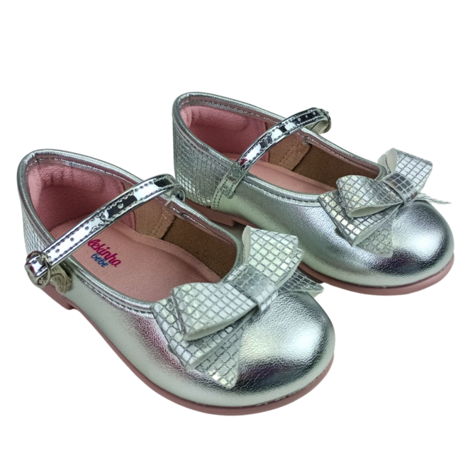 Sapatilha Molekinha Metalizado Glam Prata Infantil Menina Prata 2
