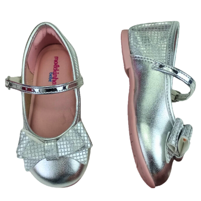 Sapatilha Molekinha Metalizado Glam Prata Infantil Menina Prata 3