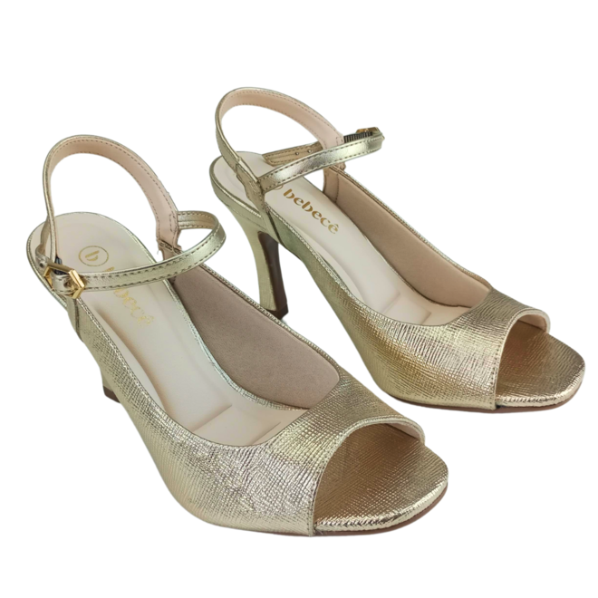 Sandália Bebecê Napa Glam Metal Dourado Feminina Dourado 2