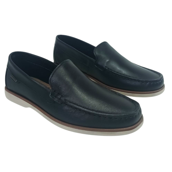 Sapato Mocassim Pegada Anilina Preto Masculino Azul 2