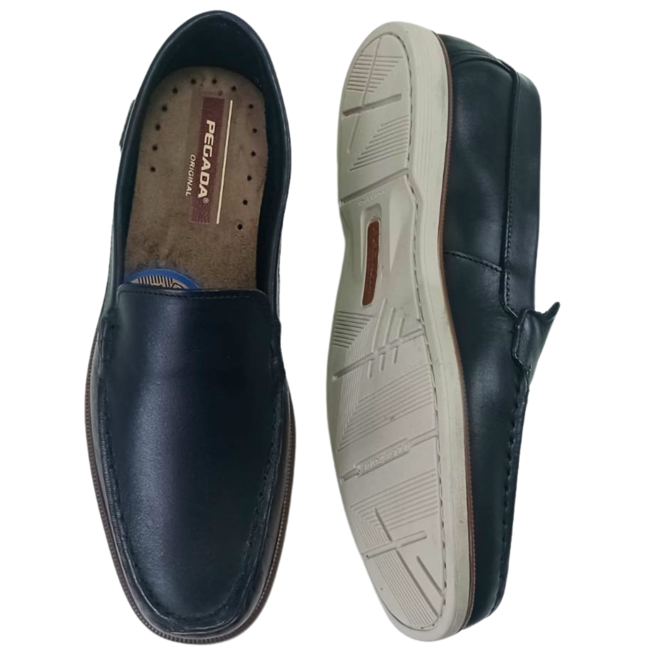 Sapato Mocassim Pegada Anilina Preto Masculino Azul 3