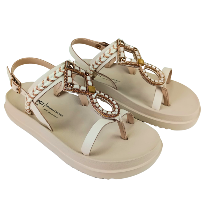 Sandália Dakota Vitello Tule Feminina Bege 2