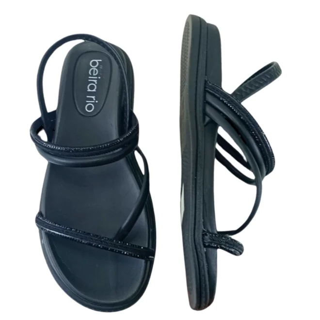 Sandália Papete Beira Rio Pele Strech Preto Feminina Preto 3