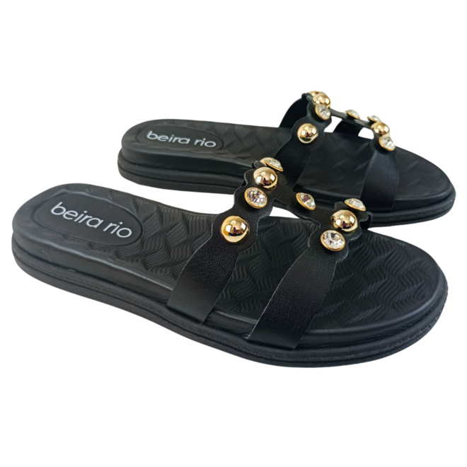 Rasteira Papete Beira Rio Napa Turim Preto Feminina Preto 2