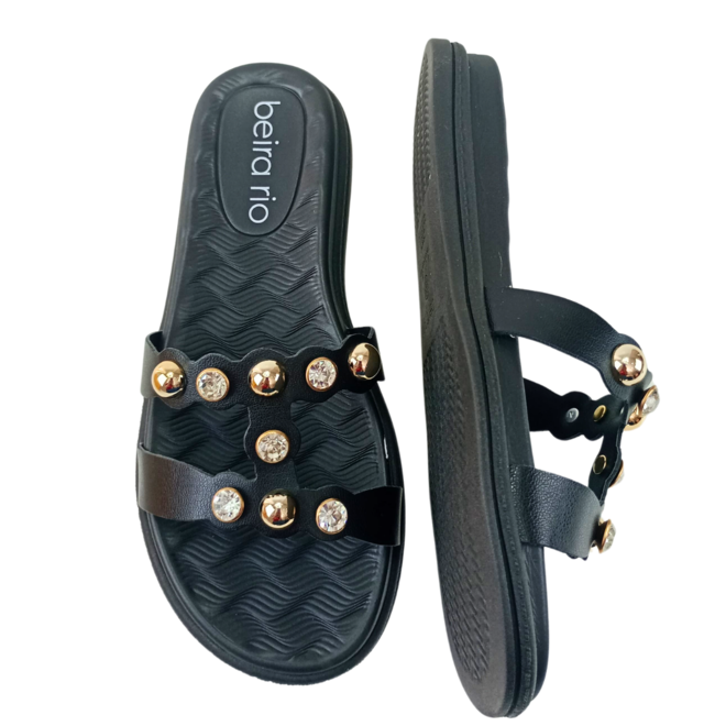 Rasteira Papete Beira Rio Napa Turim Preto Feminina Preto 3