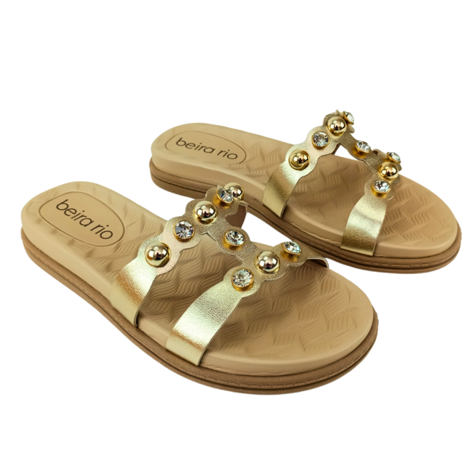 Chinelo Papete Beira Rio Metalizado Premium Dourado Feminino Dourado 2
