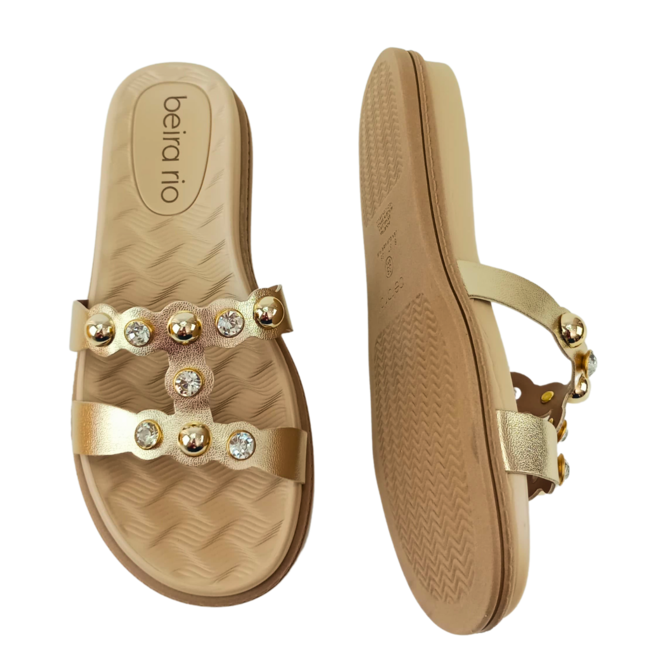 Chinelo Papete Beira Rio Metalizado Premium Dourado Feminino Dourado 3