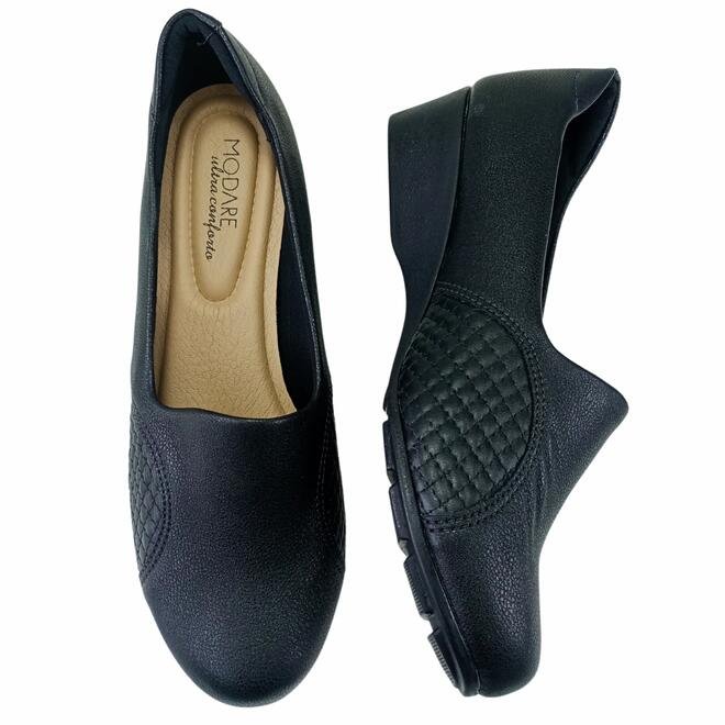 Sapato Modare Anabela Napa Floather Preto Feminino Preto 3