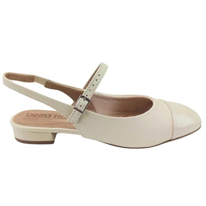 Sapato Beira Rio Napa Turim/Verniz Creme Feminino Creme