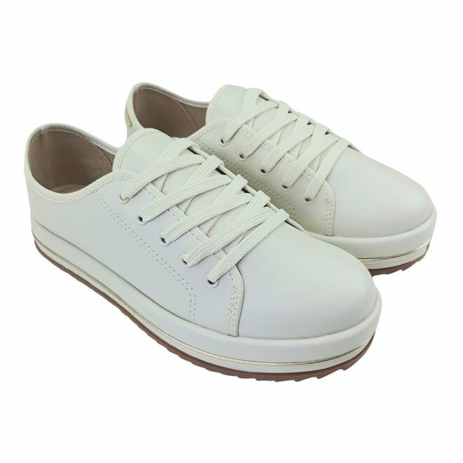 Tênis Beira Rio Napa Turim Branco Off/Dourado Feminino Branco Off 3