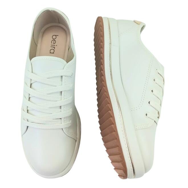 Tênis Beira Rio Napa Turim Branco Off/Dourado Feminino Branco Off 4