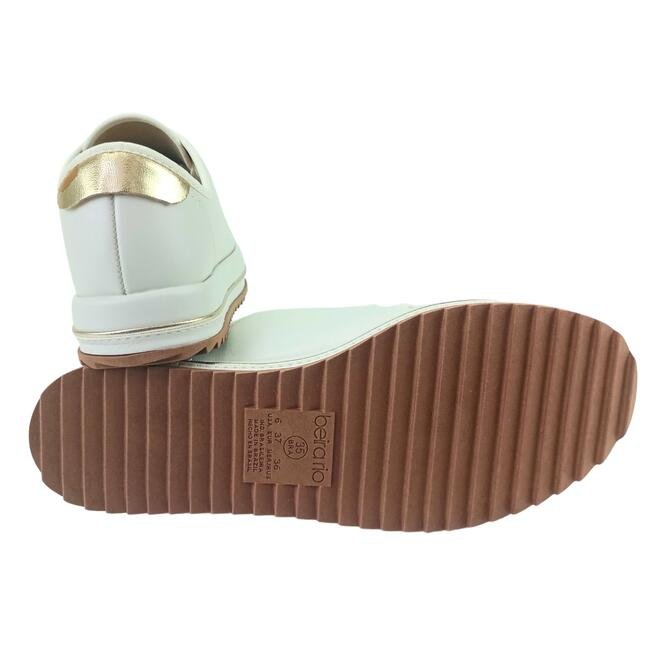 Tênis Beira Rio Napa Turim Branco Off/Dourado Feminino Branco Off 5