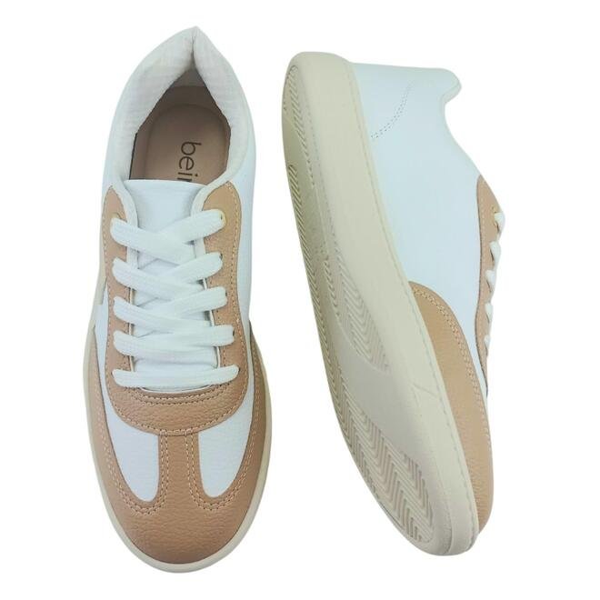 Tênis Beira Rio Casual Branco/Bege/Dourado Feminino Branco 4