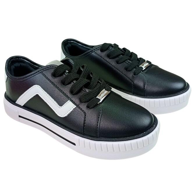 Tênis Casual Molekinha Napa Preto/Branco/Prata Menina Preto 3