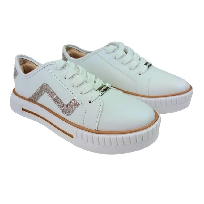 Tênis Casual Molekinha Branco/Light Ouro Rosado Menina Branco 3