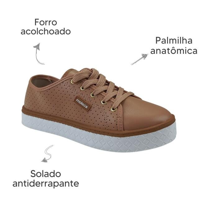 Tênis Moleca Casual Microperfuros Nude Feminino Nude 6