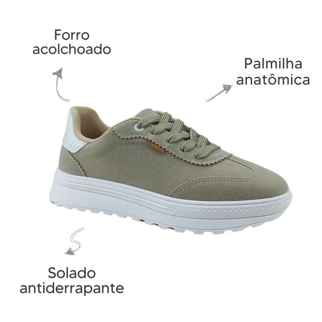 Tênis Moleca Camurção Napa Turim Branco Off Feminino Branco Off 6