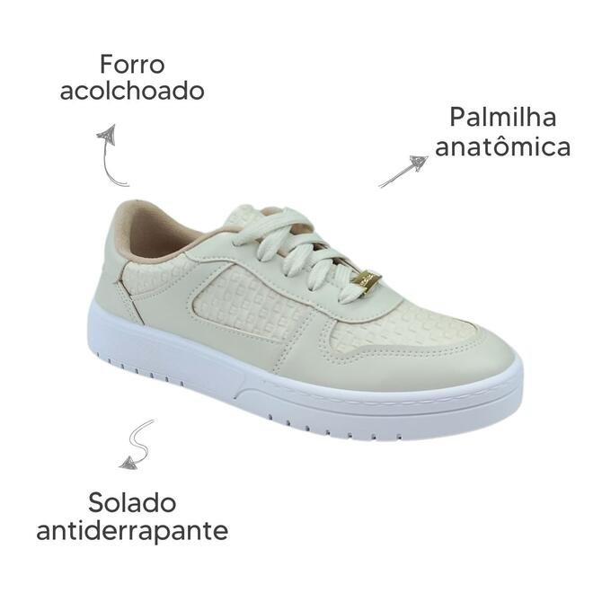 Tênis Moleca Casual Napa Tresse Branco Off Feminino Branco Off 6