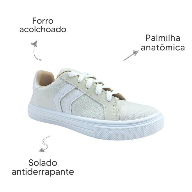 Tênis Moleca Casual Lona/Sider Branco Off Feminino Branco Off 6