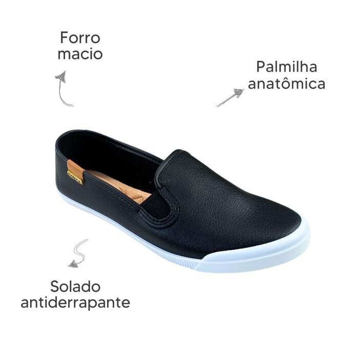 Sapatilha Moleca Napa Floather Preto/Camel Feminina Preto 6