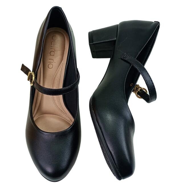 Sapato Beira Rio Salto Grosso Napa Turim Preto Feminino Preto 4