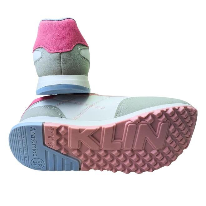 Tênis Klin Walk Kids Branco/Gelo/Rosa Chiclete Menina Branco 5