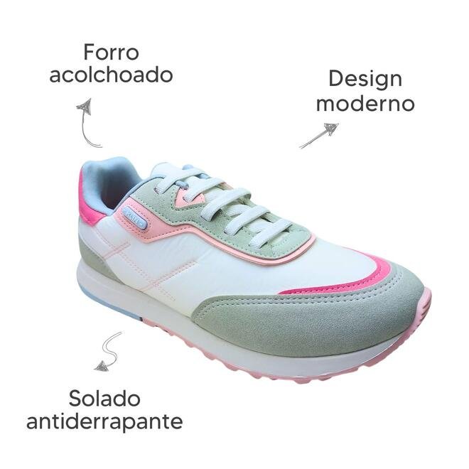 Tênis Klin Walk Kids Branco/Gelo/Rosa Chiclete Menina Branco 6