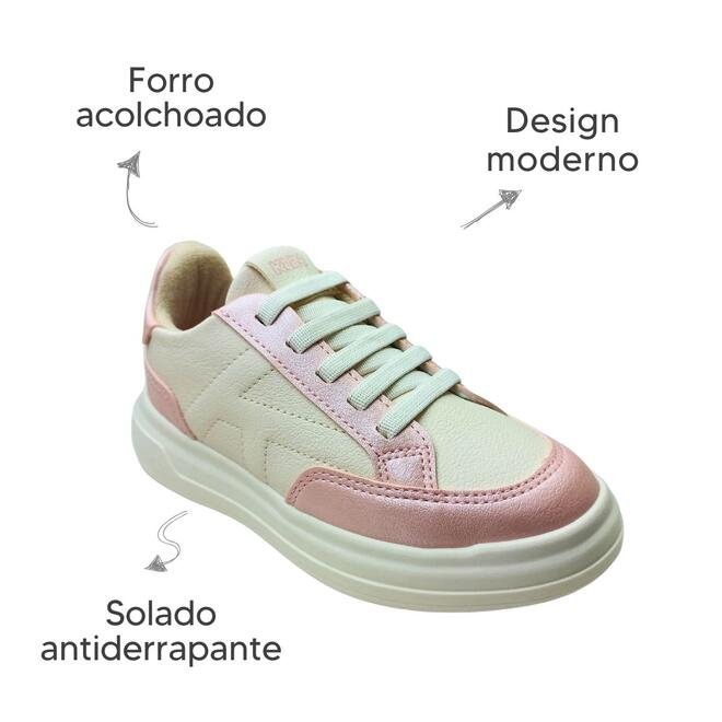 Tênis Klin Capri Mini Off White/Rosa Claro Menina Off White/Rosa 6